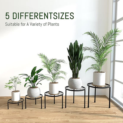 Linpla 5-Pack Decent Metal Plant Stands, Heavy Duty Flower Pot Stands - Image 2