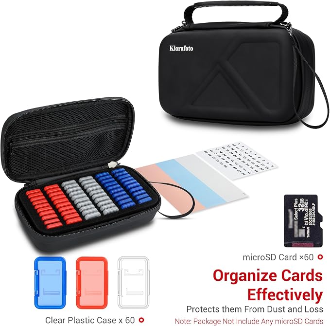 EVA PU Micro SD Card Case with 60 Individual Plastic TF Card Holders - Image 2