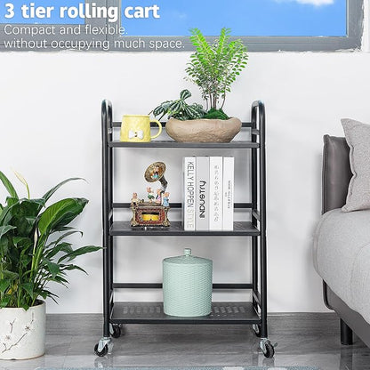 HDANI 3 Tier Rolling Cart, Heavy Duty Multifunctional Metal Frame-Supports 22 - Image 4