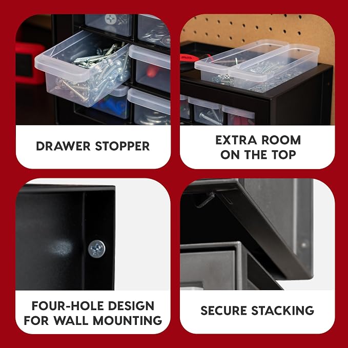 IRIS USA 16-Drawer Small Drawer Organizer, Garage Desk Storage, Stackable - Image 7