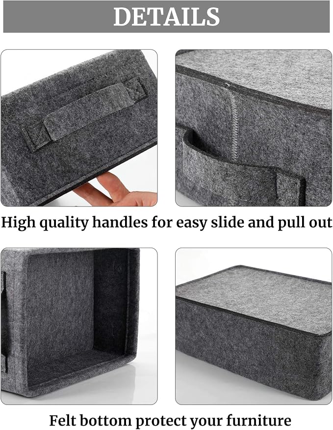 Medium Storage Basket Shlef Low Storage Bin Rectangle Felt Fabric Baskets - Image 5