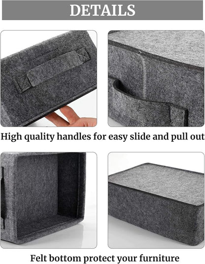 Medium Storage Basket Shlef Low Storage Bin Rectangle Felt Fabric Baskets - Image 5
