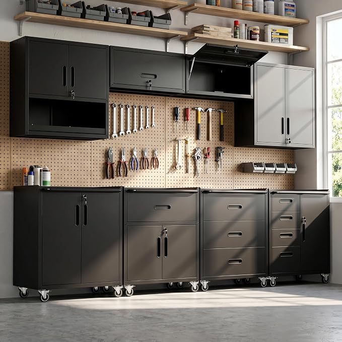 8-Piece Heavy Duty Steel Garage Cabinet System | All-in-One Modular Garage by VIYET