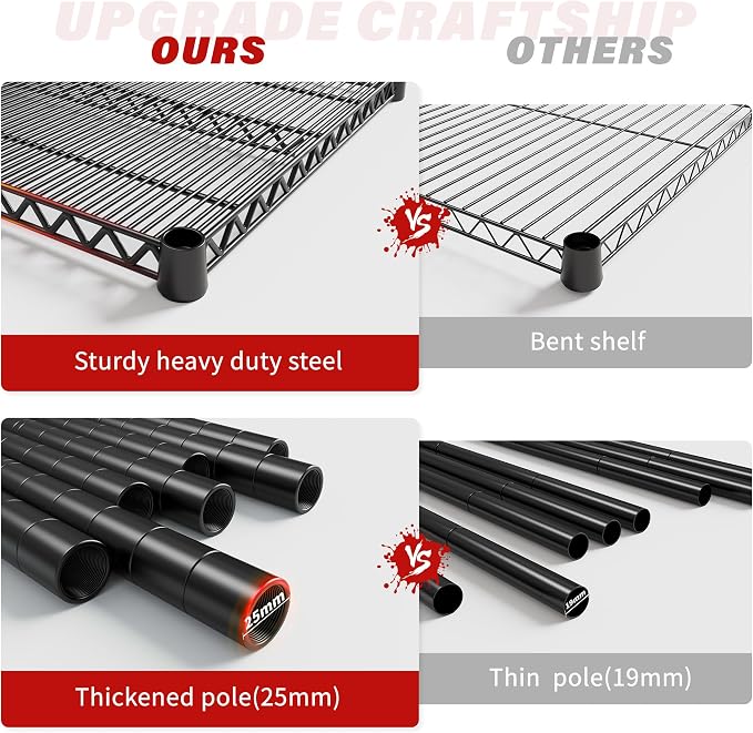 REIBII 82.6" H*60''W*17.7" D Steel Heavy Duty Wire Shelving - Image 6