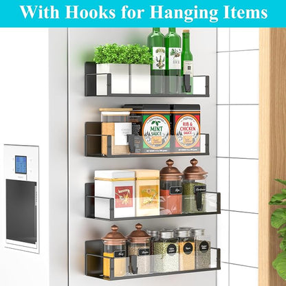 Metal Magnetic Spice Rack for Refrigerator Clear, 4 Pack | Magnetic Shelves - Image 2