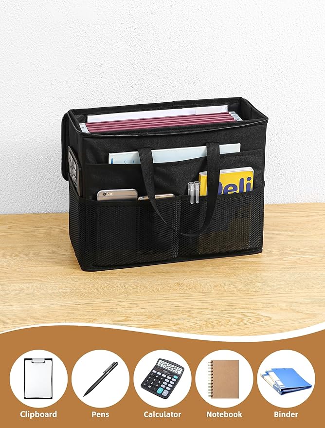 Qozary 2 Pack File Folder Organizer Box-Hanging File Tote Bag - Image 3