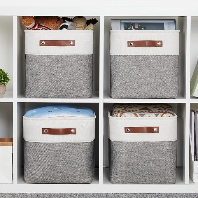 HNZIGE Fabric Cube Storage Baskets Bins Cube Baskets 11x11, Foldable Storage - Image 5