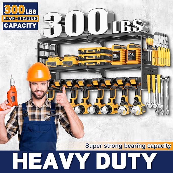 Power Tool Organizer Wall Mount, 300Lbs Load 3 Layer Heavy Duty Metal Tool Shelf - Image 4