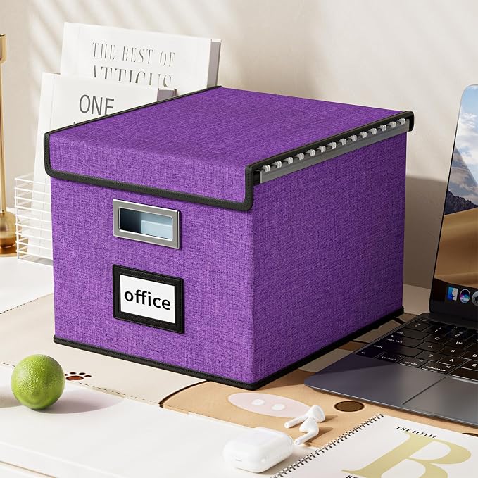 File Organizer Box with Lids, Collapsible File Folder Organizer | File Box with - Image 5