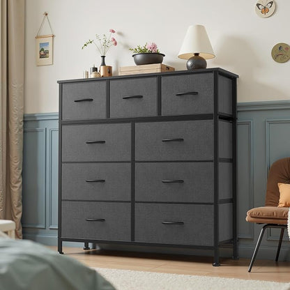 DUMOS Dresser for Bedroom, 9 Fabric Storage Tower Unit Dresser Organizer | Wood - Image 2