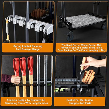 Heavy-Duty Garden Tool Organizer Cart Ideal - Image 4