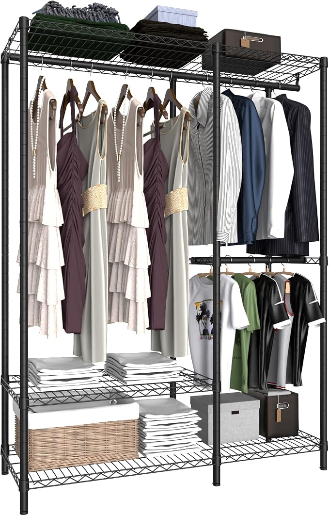 Heavy Duty Garment Rack for Hanging Clothes, Wire Metal Clothing Rack, by Serxis