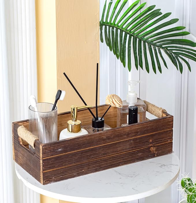 TIMRIS Rustic Wooden Box, Toilet Paper Holder, Farmhouse Bathroom Decor - Image 9