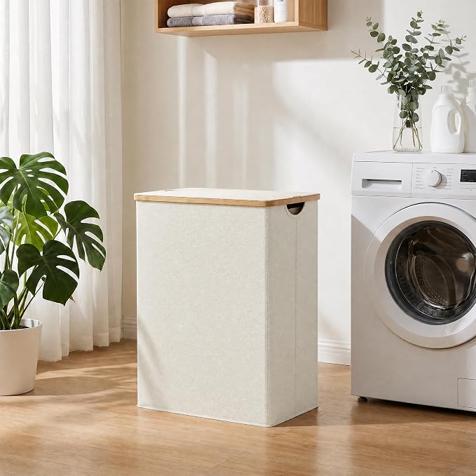 efluky Laundry Hamper with Lid, Double Laundry Basket with 2 Removable Bags - Image 6