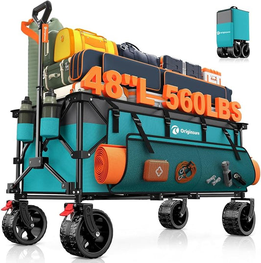 48" L Collapsible Beach Wagon Cart Foldable, 560LB Weight Capacity 300L Heavy by Unknown