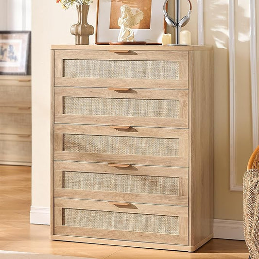 LEYAOYAO Rattan Dresser for Bedroom, Boho Small Dressers by LEYAOYAO-Findtheshiningpointofyourideallife%EF%BC%81
