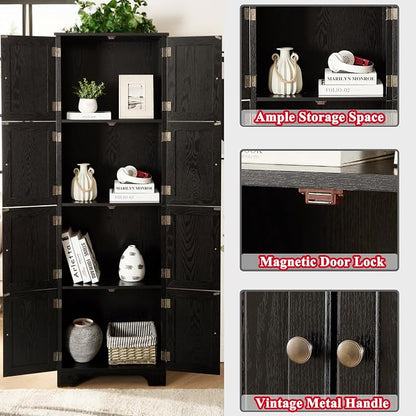 72" H Farmhouse Storage Cabinet, 4 Tier Kitchen Pantry Cabinet - Image 4