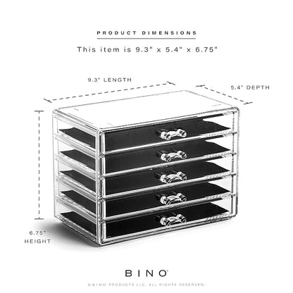 BINO THE MANHATTAN SERIES Acrylic Makeup Drawer Organizer- 5 Drawers | Clear - Image 3
