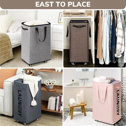 Goodpick Laundry Basket with Wheels, 75L Collapsible Laundry Baskets with - Image 6