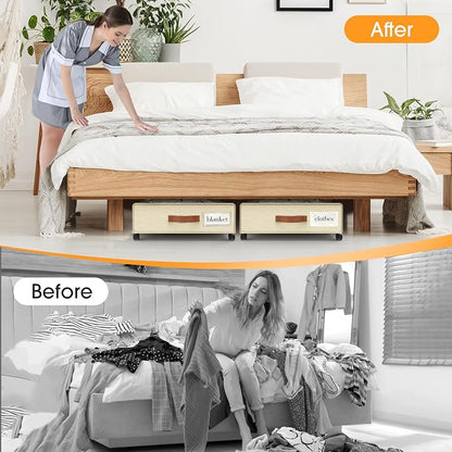 Under Bed Storage with Wheels 2Pack Underbed Storage with Clear Window&Label - Image 6