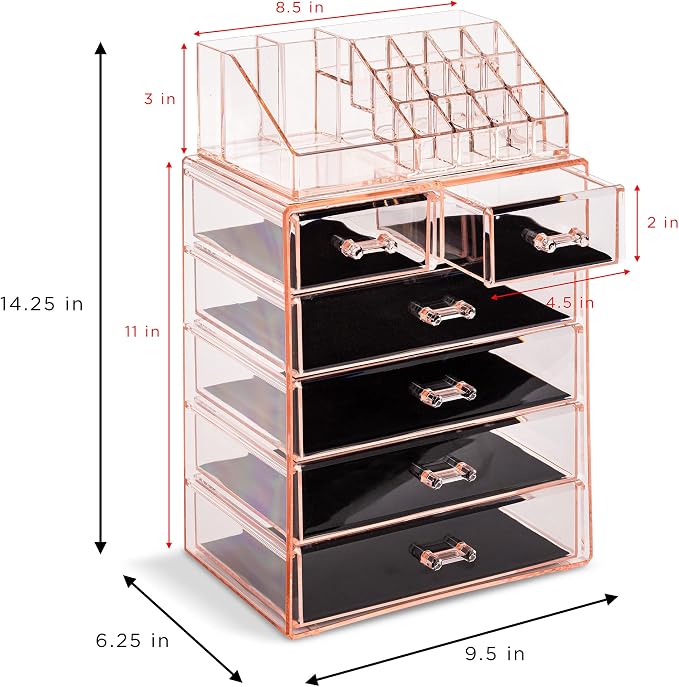 Sorbus Clear Cosmetic Makeup Organizer - Image 4