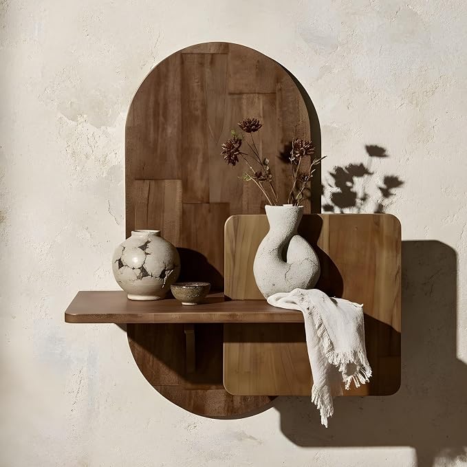 Behomes Claudia Solid Wood Floating Nightstand, Rustic Wall Mounted Bedside by BehomesFurniture