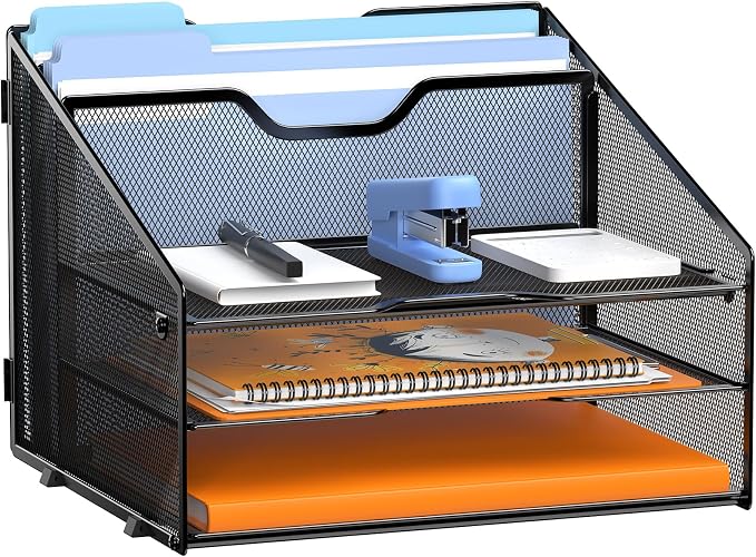 Letter Tray Organizer, Mesh Desk File Organizer by Gawerk