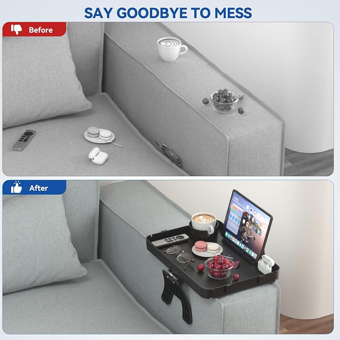 Couch Armrest Table Couch Arm Tray Cup Holder Plastic Armchair Caddy Recliner - Image 4