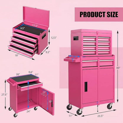 Goplus Rolling Tool Chest, 5-Drawer Tool Box Organizer w/Lockable Wheels & - Image 3