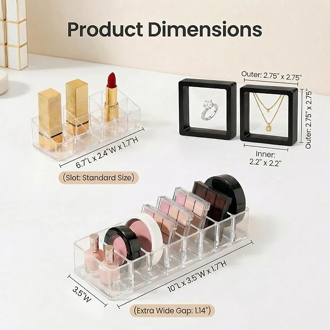 Acrylic Makeup Organizer Set for Vanity, 3-Piece Clear Cosmetic Storage Holder - Image 7