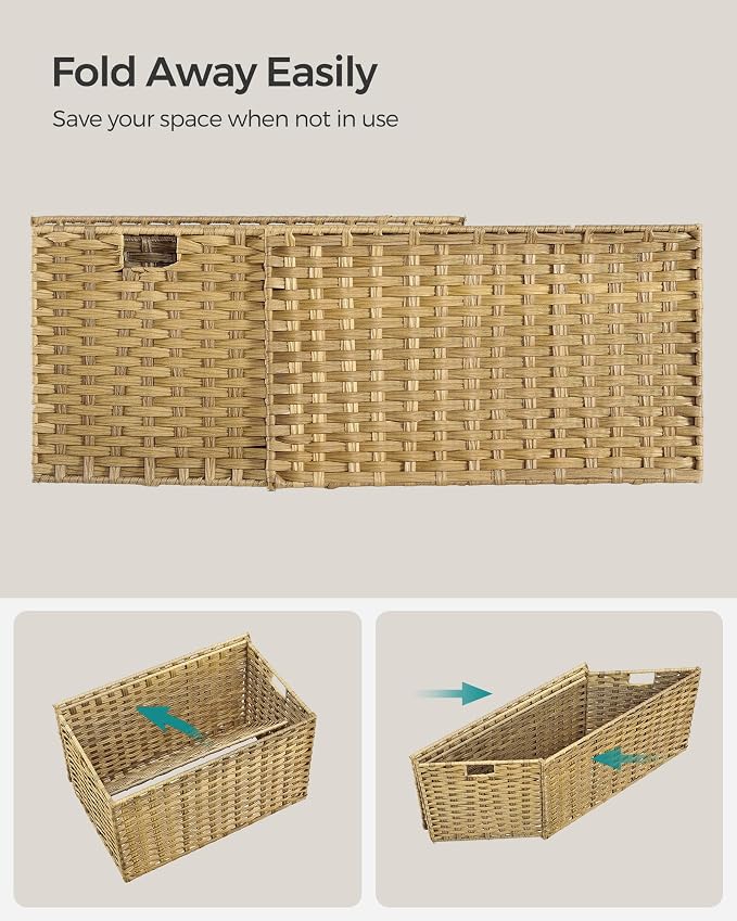 SONGMICS Storage Basket with Lid, Woven Blanket Storage Bin with Handles - Image 9