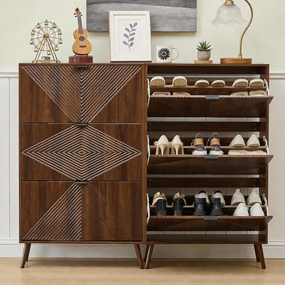 oakvivo Shoe Cabinet with 3 Flip Drawers, 31.5'' W Freestanding Narrow Shoe - Image 8
