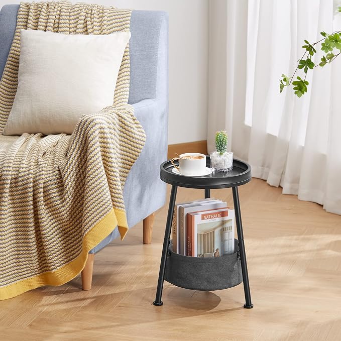 Round End Table, 11.8*17.8' Round Sofa Table, Small Round Table, Small Coffee - Image 5