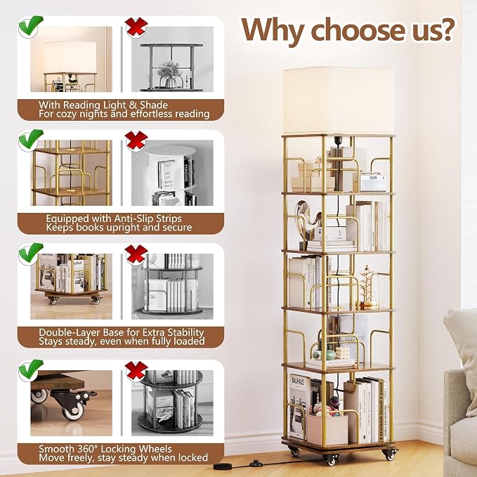 5 -Tier Rotating Bookshelf - Image 8