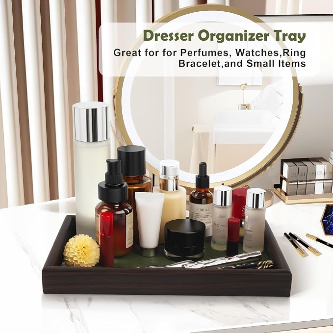 Wooden Valet Tray with Leather Base - Image 5