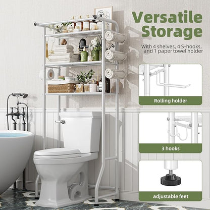 Simple Trending 3 Tier Over The Toilet Storage Rack, Metal Bathroom Shelf - Image 4