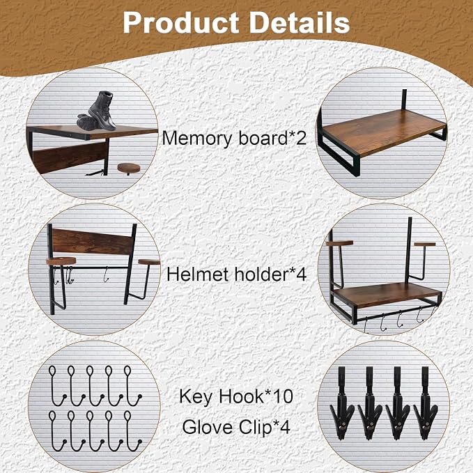 Motorcycle Helmet Holder Wall Mounted Motorcycle Gear Helmet Hook Rack Storage - Image 4