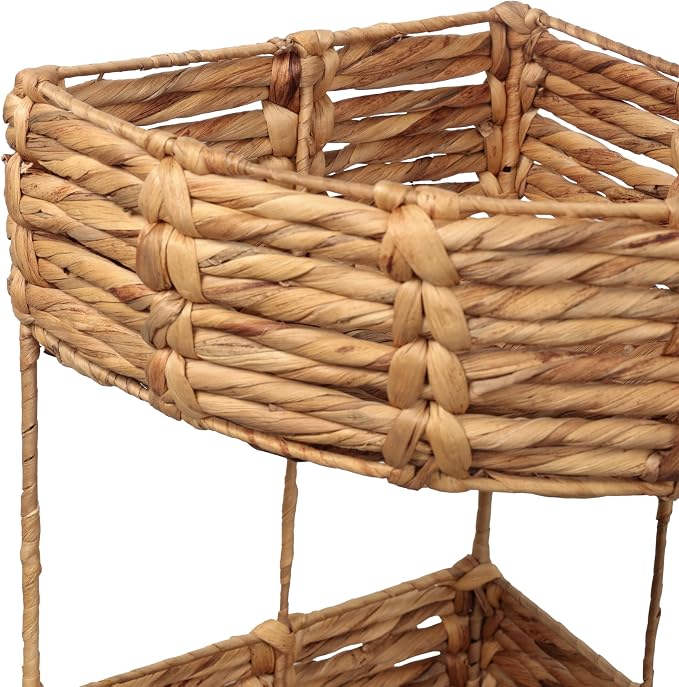 Eyely SHF2012A Aurel 32.5" Coastal Handwoven Water Hyacinth 3-Tier Corner - Image 5