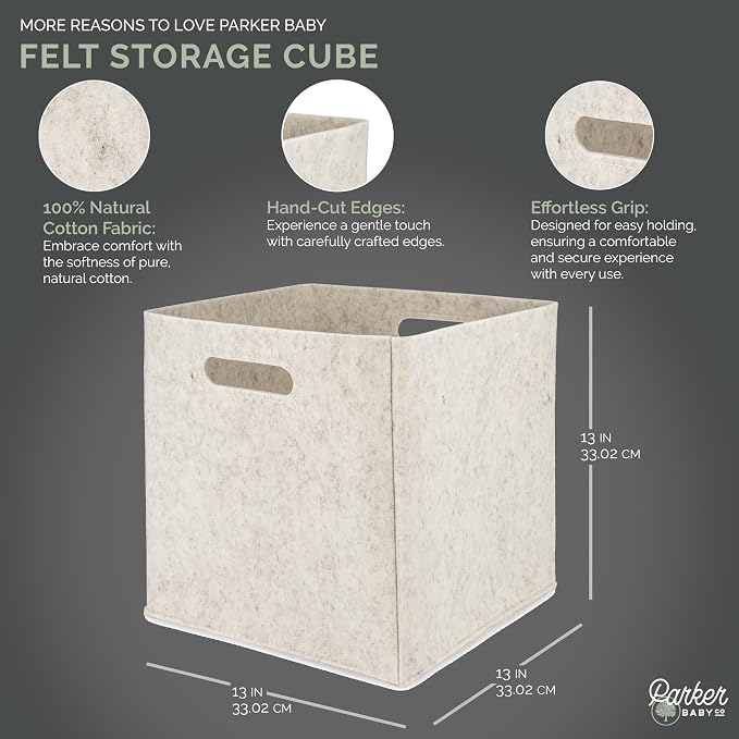 Parker Baby Co. Felt Foldable Storage Cube Bin - Image 2