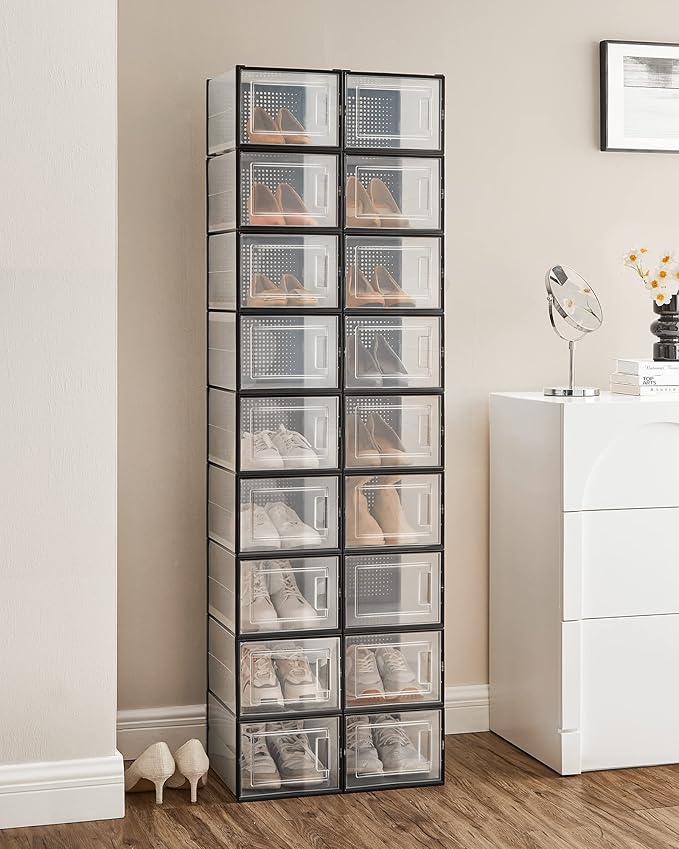 SONGMICS Shoe Boxes, Stackable Clear Plastic Boxes - Image 7