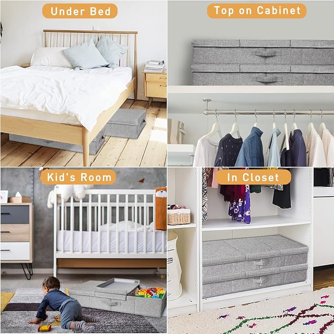punemi Under Bed Storage Containers, Long Flat Firm Sides Underbed Organization - Image 9