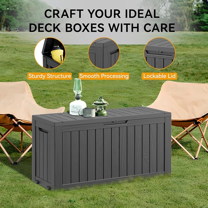 Outdoor Storage Box, Resin Deck Boxes Outdoor Waterproof - Image 4
