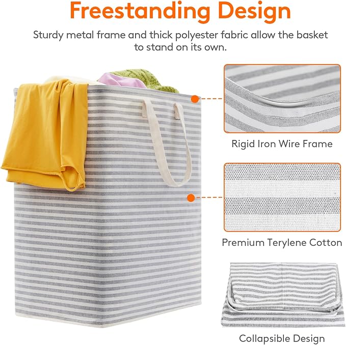 Lifewit 2 Pack Laundry Basket 100L Each, Collapsible Clothes Hamper - Image 2