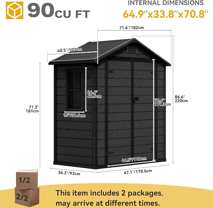 DWVO 6x4 FT Outdoor Resin Storage Shed - Image 8