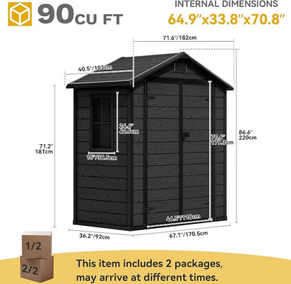 DWVO 6x4 FT Outdoor Resin Storage Shed - Image 8