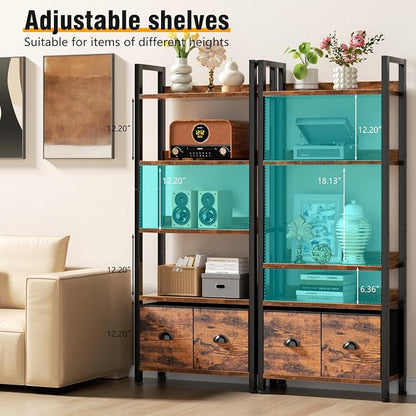 Furologee 5-Tier Bookshelf Set of 2, Tall Bookcase - Image 5