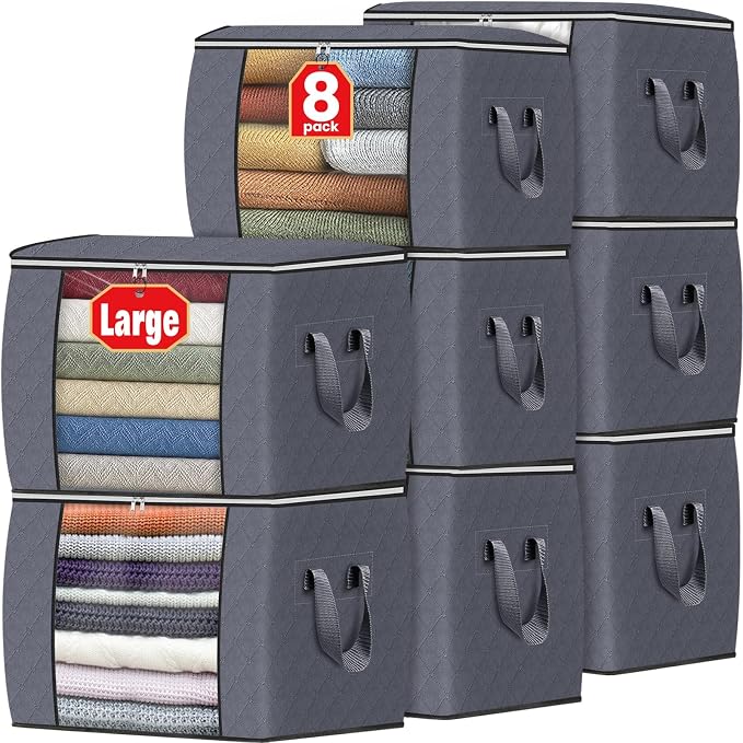 Fab totes 24 Gallons Clothes Storage, Foldable Thick Fabric Blanket Storage Bags by Fabtotes