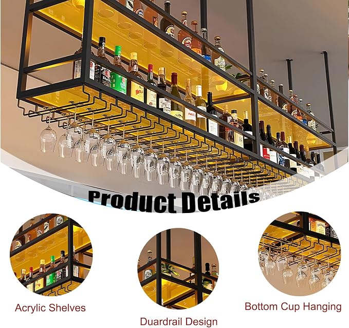 47.2IN Acrylic Ceiling Wine Glass Rack - Image 5