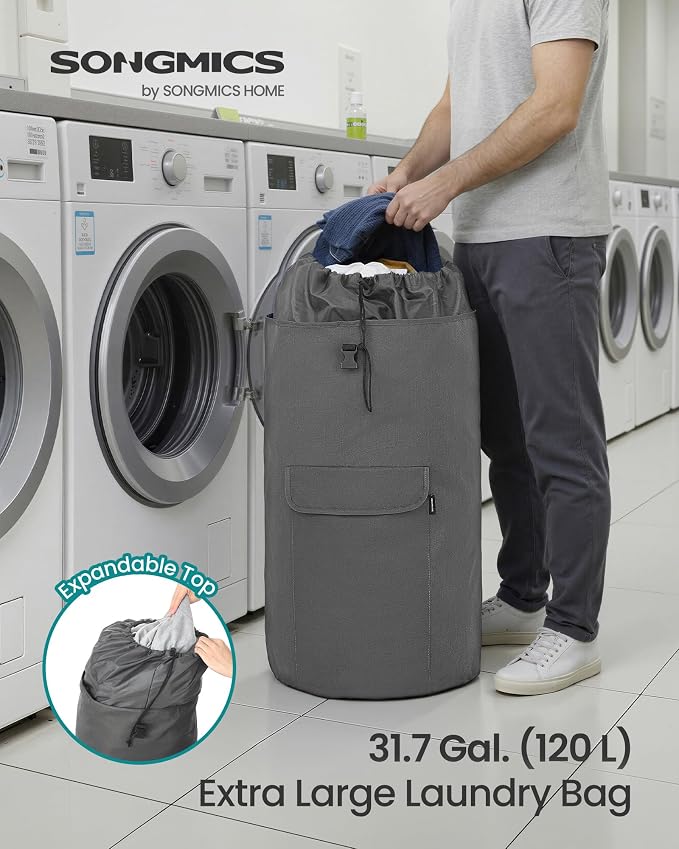 SONGMICS Laundry Bag, Laundry Backpack 31.7 Gallons, Heavy-Duty, Large - Image 2