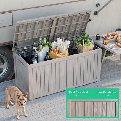 180 Gallon Large Deck Box, Resin Outdoor Storage Box - Image 5